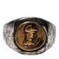 Silver Tone Engraved Two Color Real Brass Ring