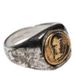 Silver Tone Engraved Two Color Real Brass Ring