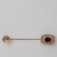 Rhinestone Embellished Sterling Silver Collar Brooch Pin