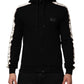 Black Cotton Plaque Track Cardigan Sweater