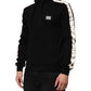 Black Cotton Plaque Track Cardigan Sweater