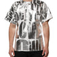White Metallic Print Cotton CrewNeck T-shirt