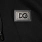 Black Cotton Plaque Track Cardigan Sweater