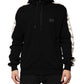 Black Cotton Plaque Track Cardigan Sweater