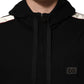 Black Cotton Plaque Track Cardigan Sweater