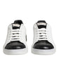 White Black Leather Portofino Sneaker Shoes