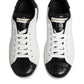 White Black Leather Portofino Sneaker Shoes