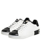 White Black Leather Portofino Sneaker Shoes
