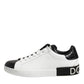 White Black Leather Portofino Sneaker Shoes
