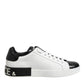 White Black Leather Portofino Sneaker Shoes