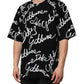 Black Logo Print Cotton Crew Neck  T-shirt