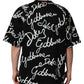 Black Logo Print Cotton Crew Neck  T-shirt
