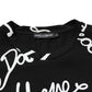 Black Logo Print Cotton Crew Neck  T-shirt