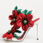 White Red Floral Detailing Sandals Shoes