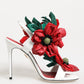 White Red Floral Detailing Sandals Shoes