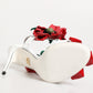 White Red Floral Detailing Sandals Shoes