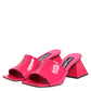 Pink Open Toe Block Heel Mules Sandals Shoes