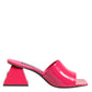 Pink Open Toe Block Heel Mules Sandals Shoes