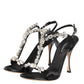 Black Keira Crystals Heels Sandals Shoes