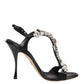 Black Keira Crystals Heels Sandals Shoes