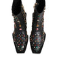 Black Crystal Cowboy Leather Men Boots Shoes