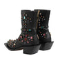 Black Crystal Cowboy Leather Men Boots Shoes