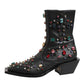 Black Crystal Cowboy Leather Men Boots Shoes