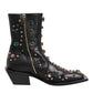 Black Crystal Cowboy Leather Men Boots Shoes
