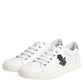 White Crown Bee Leather Low Top Sneakers Shoes