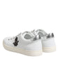 White Crown Bee Leather Low Top Sneakers Shoes