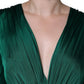 Dark Green Viscose Long Sleeve Midi Dress