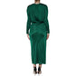 Dark Green Viscose Long Sleeve Midi Dress