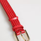 Red Exotic Leather Gold Tone Metal Buckle Women Armband