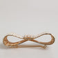 Gold Tone Brass Bow Crystal FauxPearl Embellished Brooch