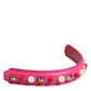 Pink Embellished Leather Bag Handle Women Shoulder Strap