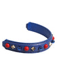 Blue Embellished Leather Bag Handle Women Shoulder Strap