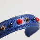 Blue Embellished Leather Bag Handle Women Shoulder Strap