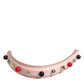 Light Pink Embellished Leather Bag Handle  Shoulder Strap