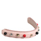 Light Pink Embellished Leather Bag Handle  Shoulder Strap
