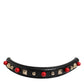 Black Embellished Leather Bag Handle Women Shoulder Strap