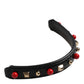 Black Embellished Leather Bag Handle Women Shoulder Strap