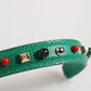 Green Embellished Leather Bag Handle Women Shoulder Strap