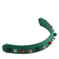 Green Embellished Leather Bag Handle Women Shoulder Strap