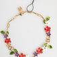 Gold Brass Logo Detail Floral Fashion Jewelry Necklace