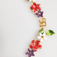 Gold Brass Logo Detail Floral Fashion Jewelry Necklace