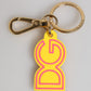 Yellow Rubber Gold Tone Metal DG Logo Keyring Keychain