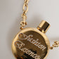 Gold Brass Rhinestone Devotion Charm Pendant Necklace