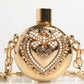 Gold Brass Rhinestone Devotion Charm Pendant Necklace