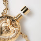 Gold Brass Rhinestone Devotion Charm Pendant Necklace