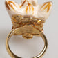 Gold Brass Resin Beige Dog Pet Accessory Ring